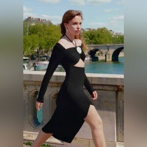 Petite Studio Renee Knit Dress Black Midi Size Small New With Tags